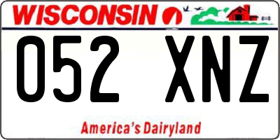 WI license plate 052XNZ