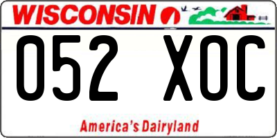 WI license plate 052XOC