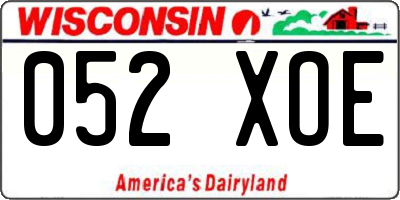WI license plate 052XOE