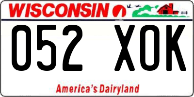 WI license plate 052XOK