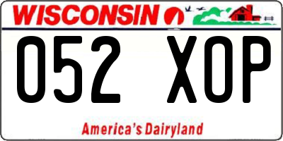 WI license plate 052XOP