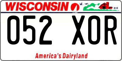WI license plate 052XOR