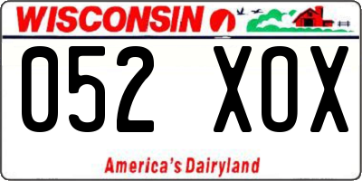 WI license plate 052XOX