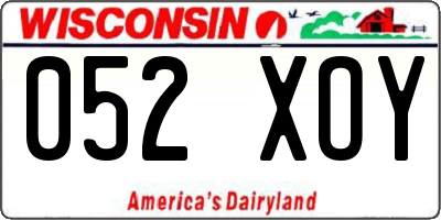WI license plate 052XOY