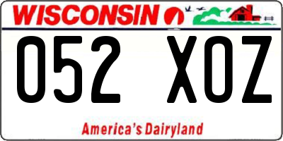 WI license plate 052XOZ
