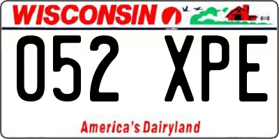 WI license plate 052XPE