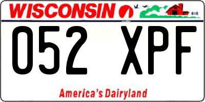 WI license plate 052XPF