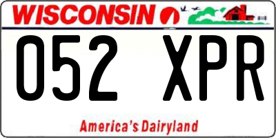 WI license plate 052XPR