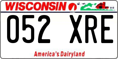 WI license plate 052XRE