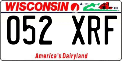 WI license plate 052XRF