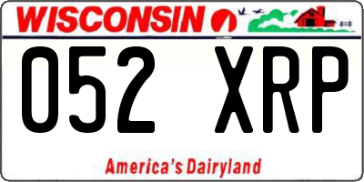 WI license plate 052XRP