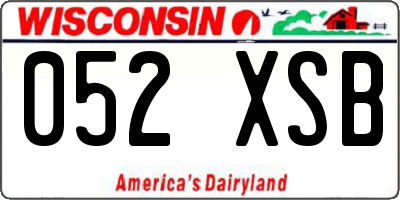 WI license plate 052XSB
