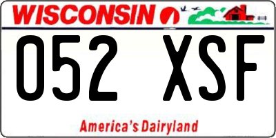 WI license plate 052XSF