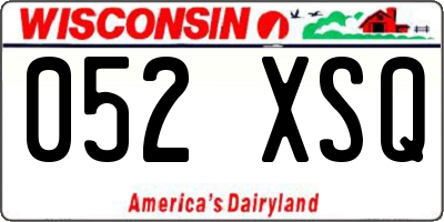WI license plate 052XSQ