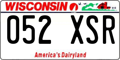 WI license plate 052XSR