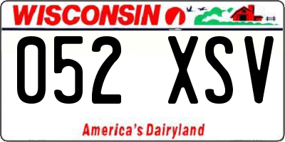 WI license plate 052XSV