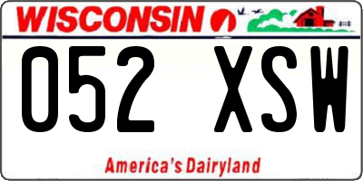 WI license plate 052XSW