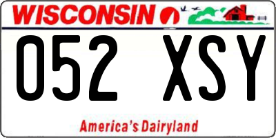 WI license plate 052XSY