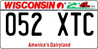 WI license plate 052XTC
