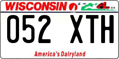 WI license plate 052XTH