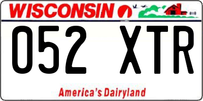 WI license plate 052XTR