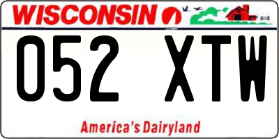 WI license plate 052XTW