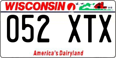 WI license plate 052XTX