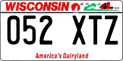 WI license plate 052XTZ