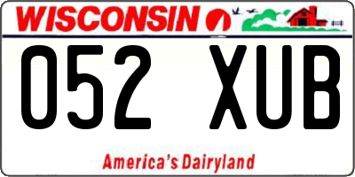 WI license plate 052XUB