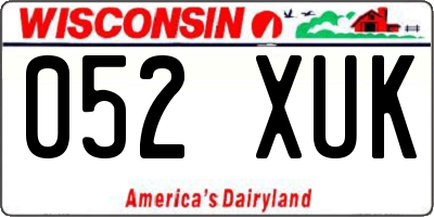 WI license plate 052XUK