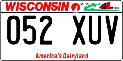 WI license plate 052XUV