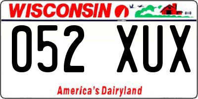WI license plate 052XUX