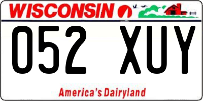 WI license plate 052XUY