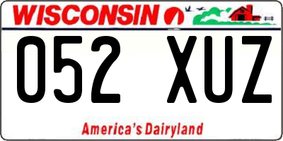 WI license plate 052XUZ