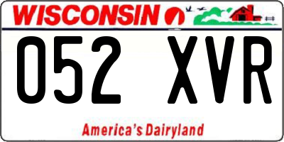 WI license plate 052XVR