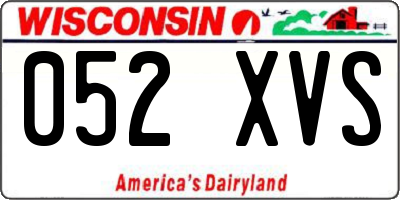 WI license plate 052XVS