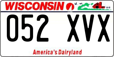 WI license plate 052XVX