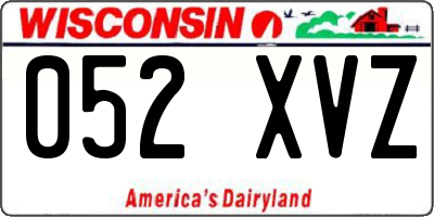 WI license plate 052XVZ