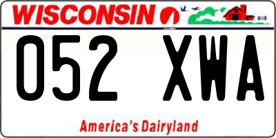 WI license plate 052XWA