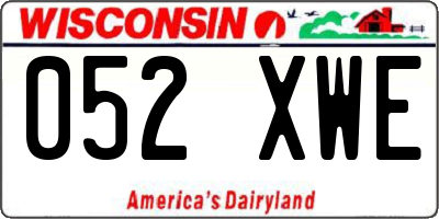 WI license plate 052XWE