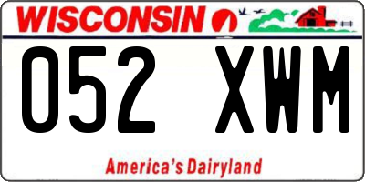 WI license plate 052XWM