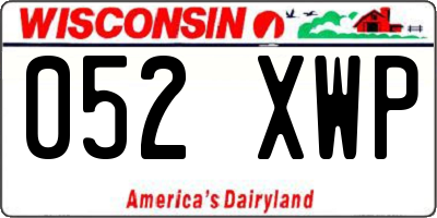 WI license plate 052XWP
