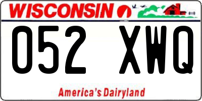 WI license plate 052XWQ