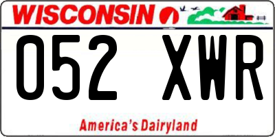 WI license plate 052XWR