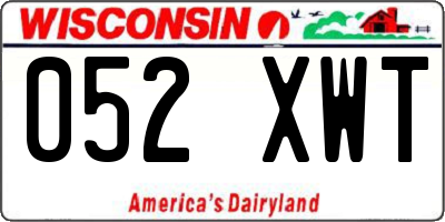 WI license plate 052XWT