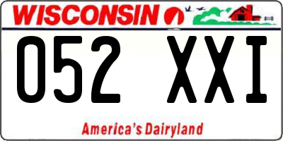 WI license plate 052XXI