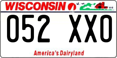 WI license plate 052XXO