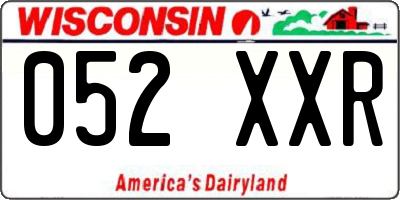 WI license plate 052XXR