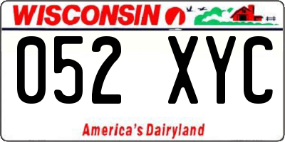 WI license plate 052XYC