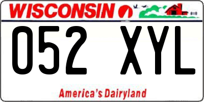 WI license plate 052XYL